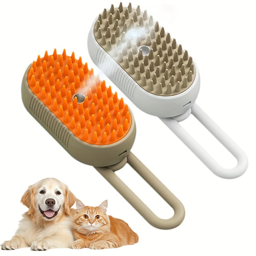 New 3-in-1 Pet Steam Brush, Grooming Comb for Cats & Dogs