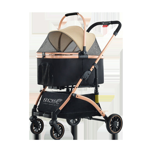 2-in-1 Foldable Pet Stroller with 360° Wheels & Storage Basket