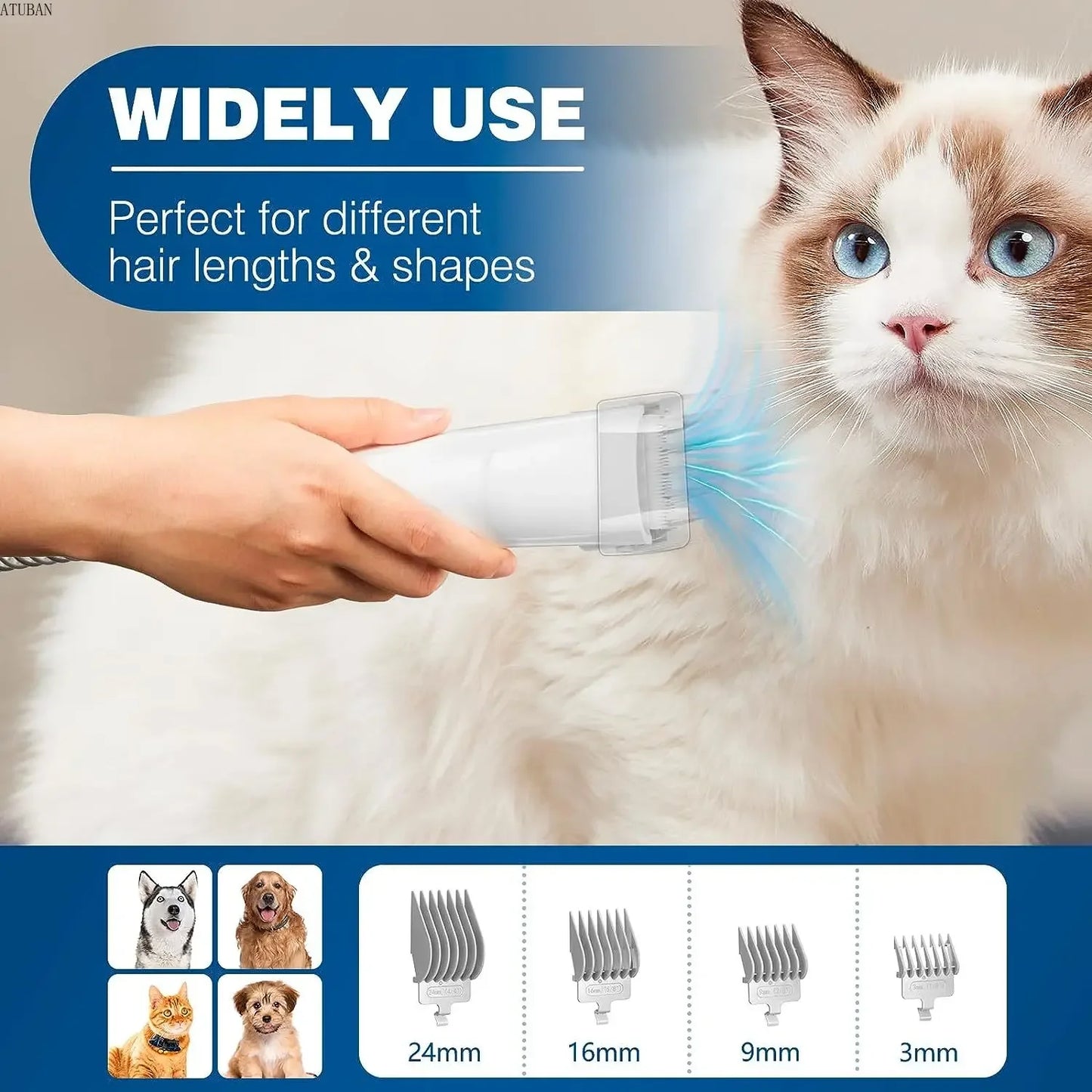 Dog Grooming Vacuum & Kit, 2.3L Pet Hair Dust Cup, Dog Brush Vacuum