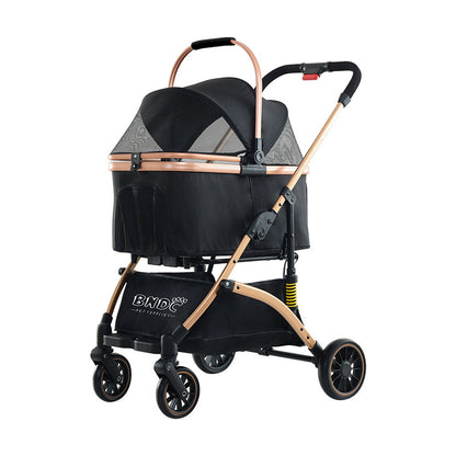 2-in-1 Foldable Pet Stroller with 360° Wheels & Storage Basket