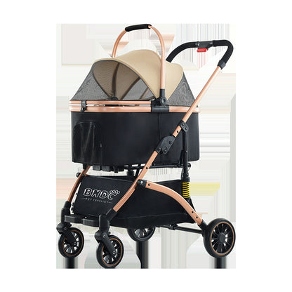 2-in-1 Foldable Pet Stroller with 360° Wheels & Storage Basket
